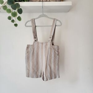 Striped Beige Overalls Shorts
